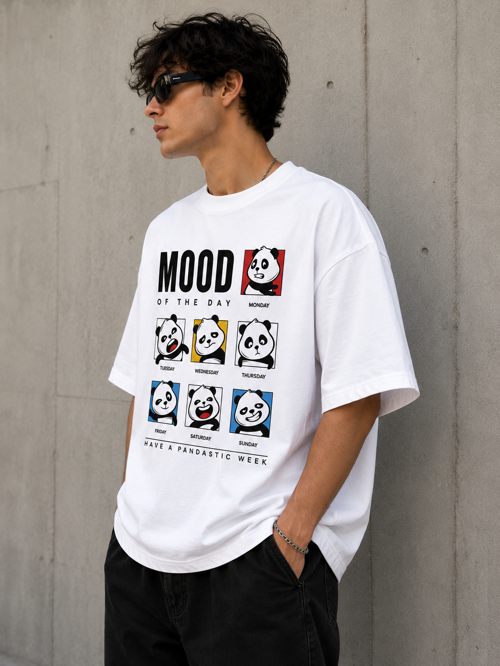 Panda Mood of the Day Graphic Oversized T-Shirt