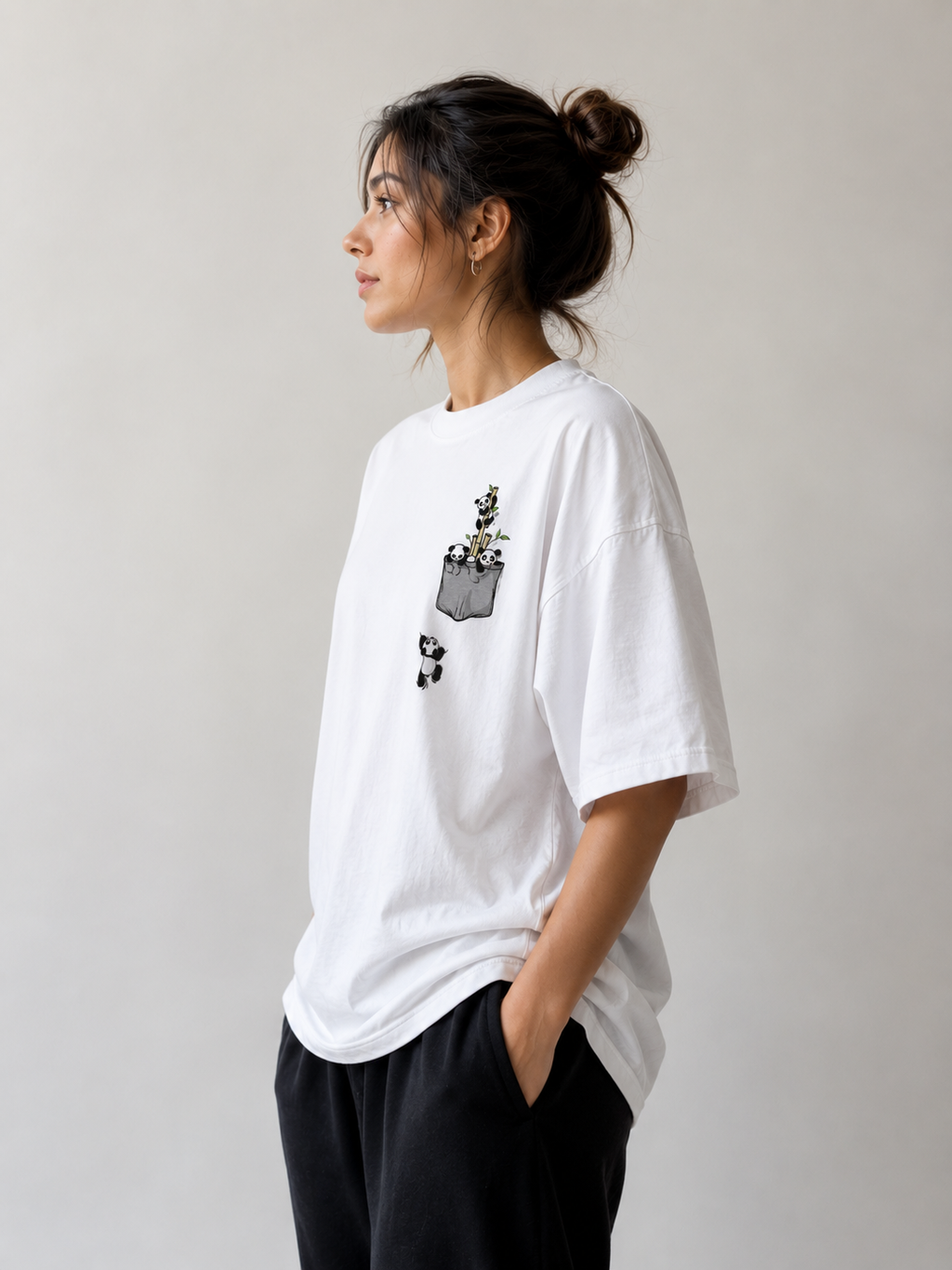 Bamboo Panda Graphic Oversized T-Shirt