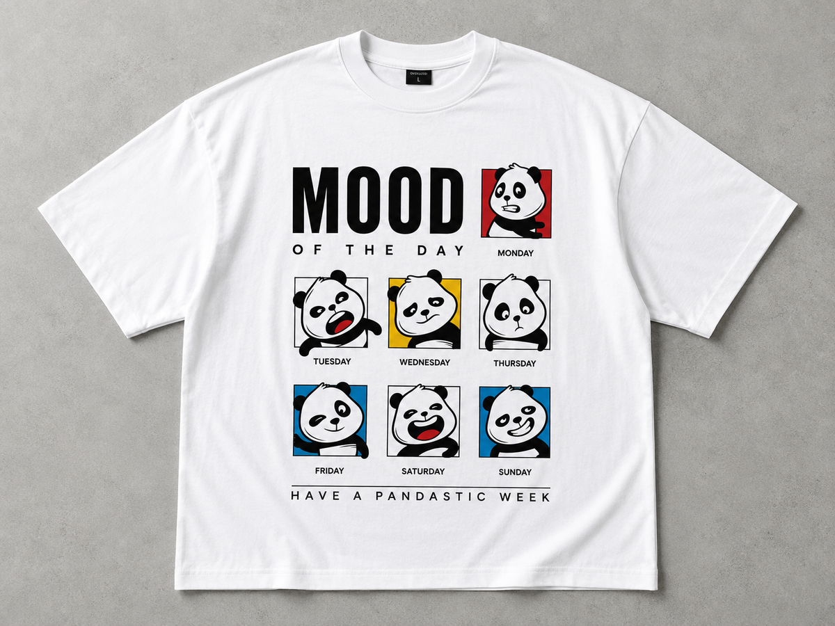 Panda Mood of the Day Graphic Oversized T-Shirt