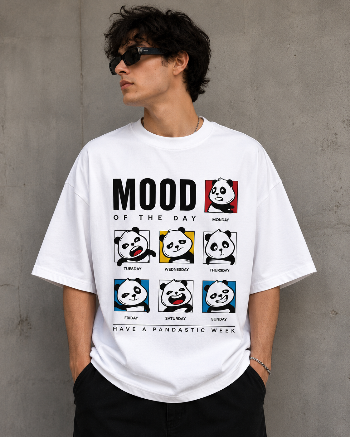 Panda Mood of the Day Graphic Oversized T-Shirt