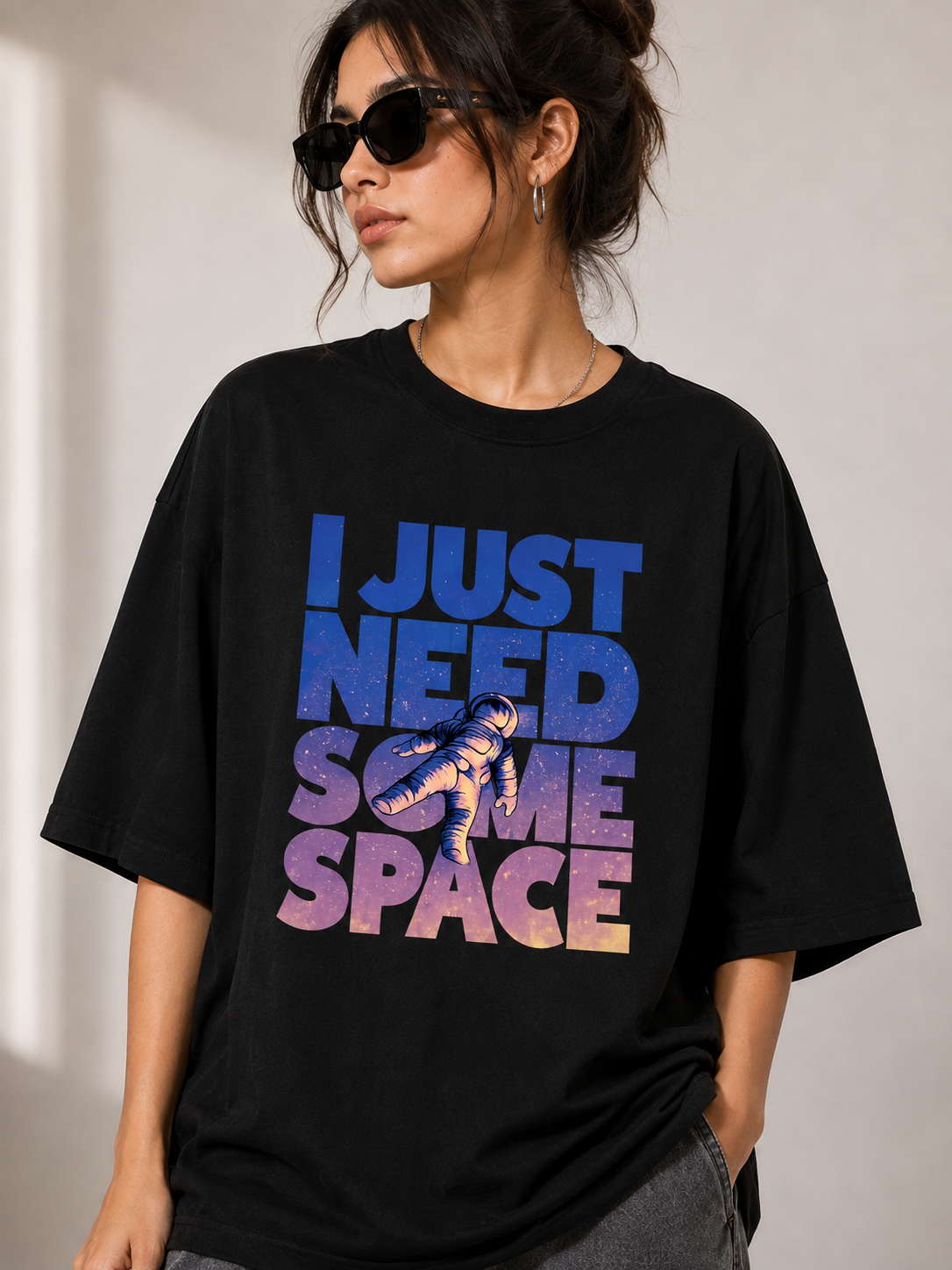 Just Need Some Space Graphic Oversized T-Shirt