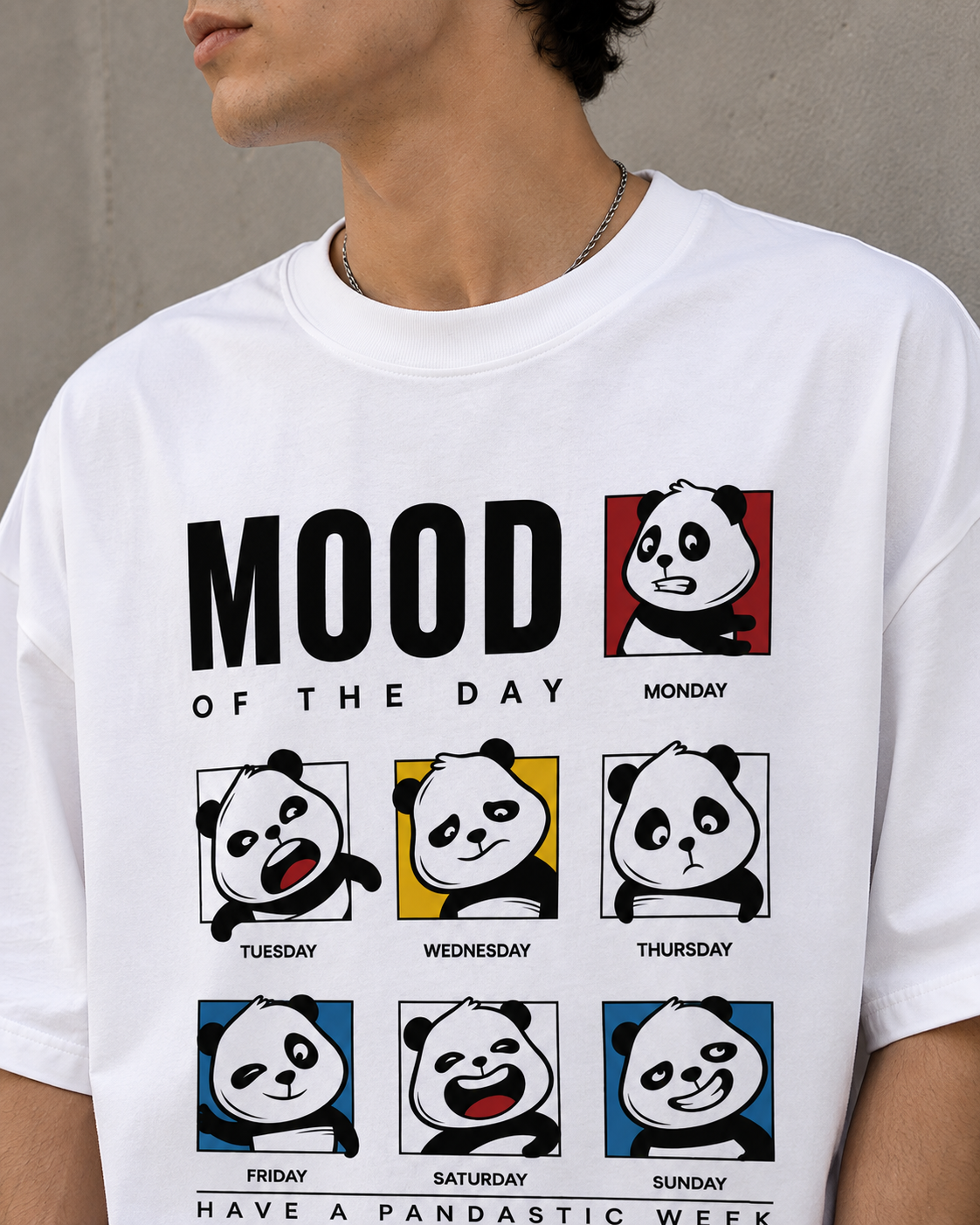 Panda Mood of the Day Graphic Oversized T-Shirt