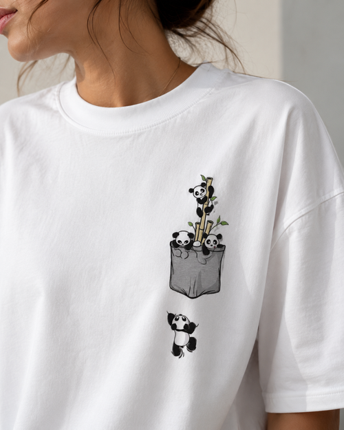 Bamboo Panda Graphic Oversized T-Shirt