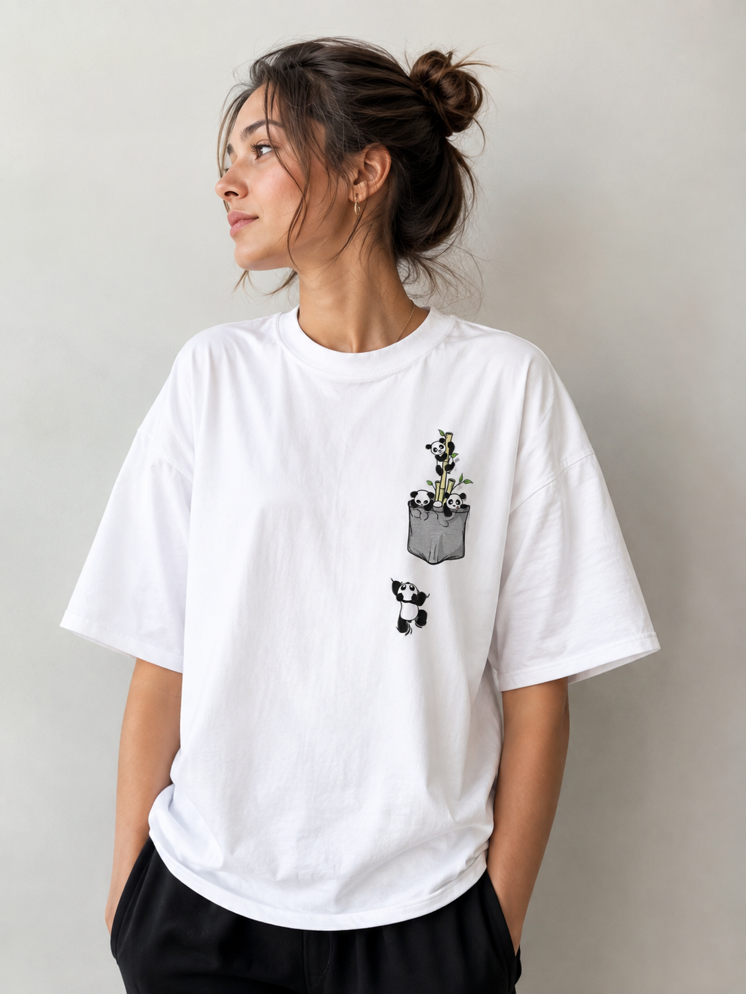 Bamboo Panda Graphic Oversized T-Shirt