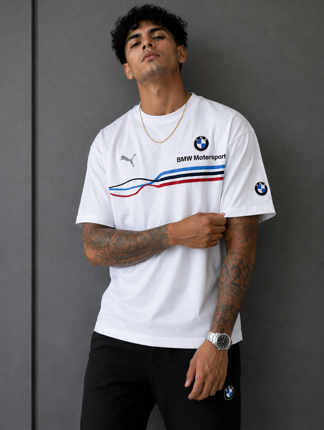 🏁 Apex Tricolor Oversized T-Shirt - White