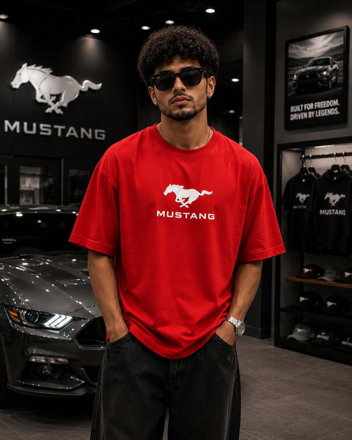 MUSTANG GT STREET LEGEND OVERSIZED T-SHIRT – RED