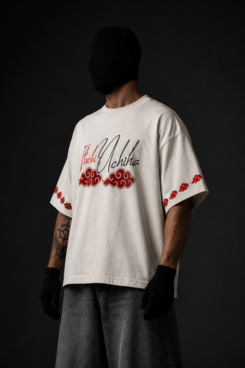Itachi Inspired Oversized T-Shirt – Off White | 240 GSM Premium Cotton