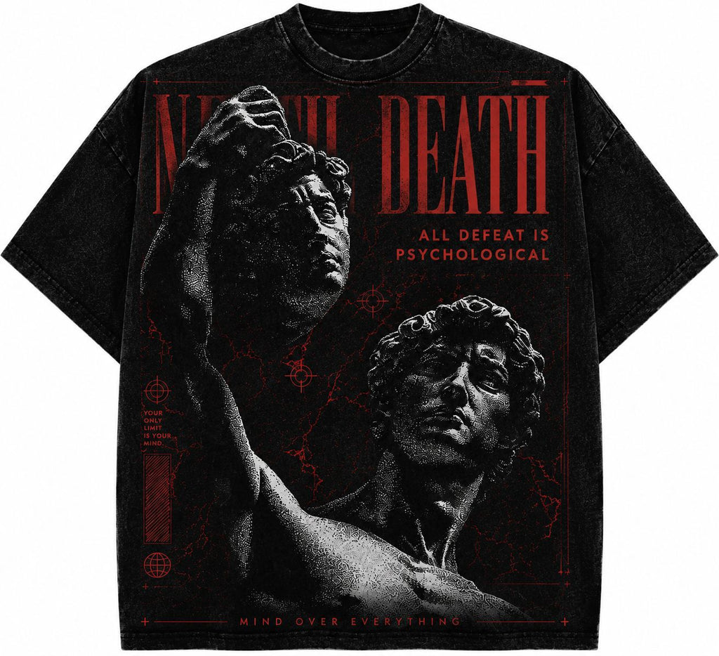 NEVER DEATH – Acid Wash Oversized Graphic T-Shirt | Premium Streetwear